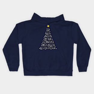 Handwritten typography Christmas tree No2 Kids Hoodie